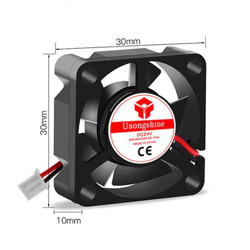 24V 3010 Cooling Fan – 2-Pin JST Connector | 30x30x10mm | Hotend / Mainboard Fan for Ender 3, CR-10, 3D Printer Parts